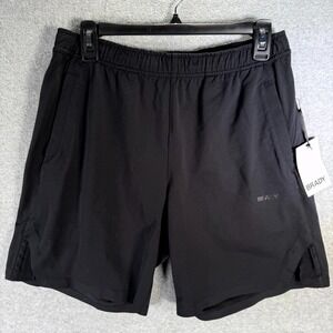 Brady Brand Athletic Shorts Men's Small Black Elastic Waist Workout Pull On